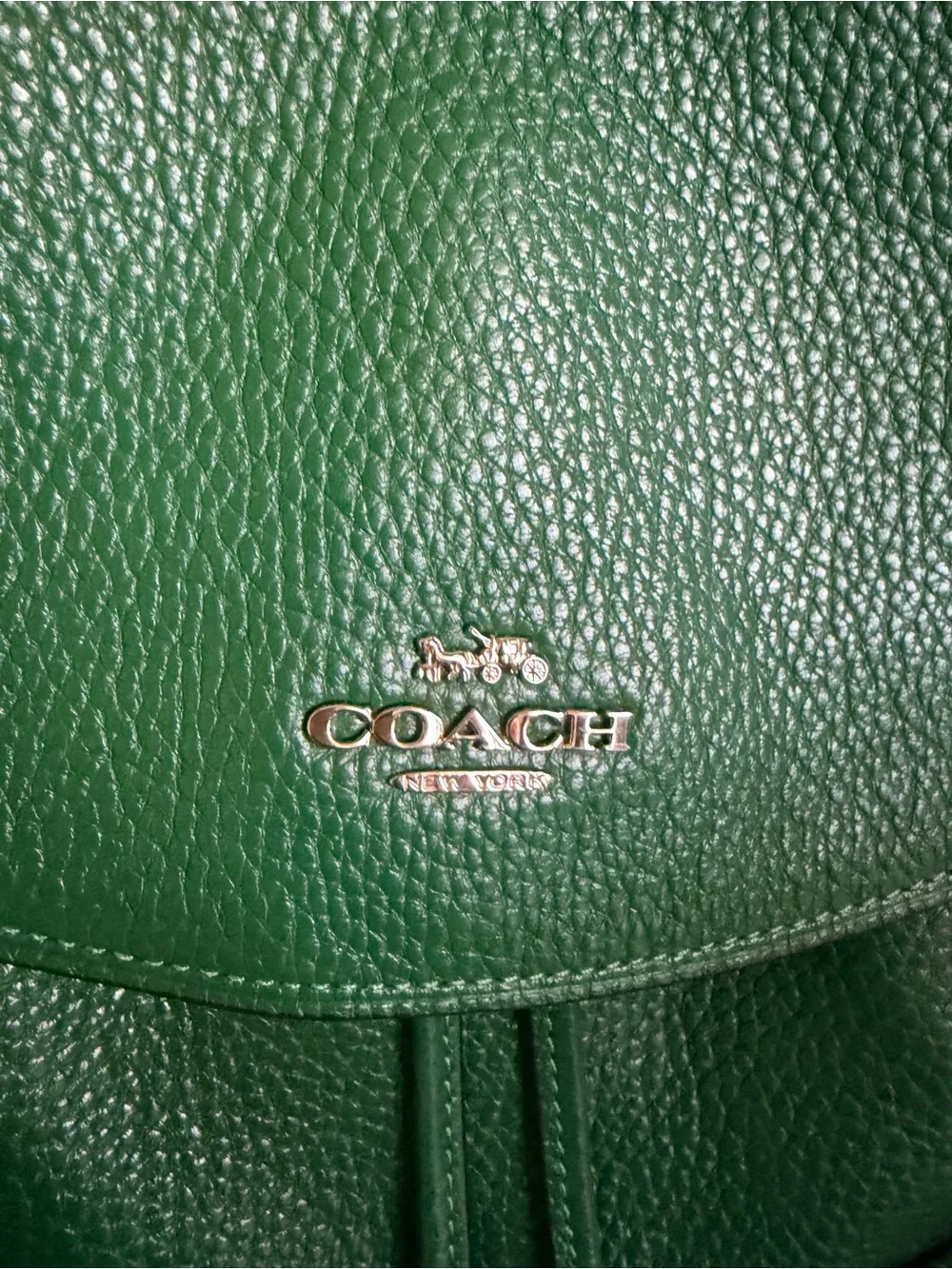 Coach Pebbled Leather Emerald Green Backpack